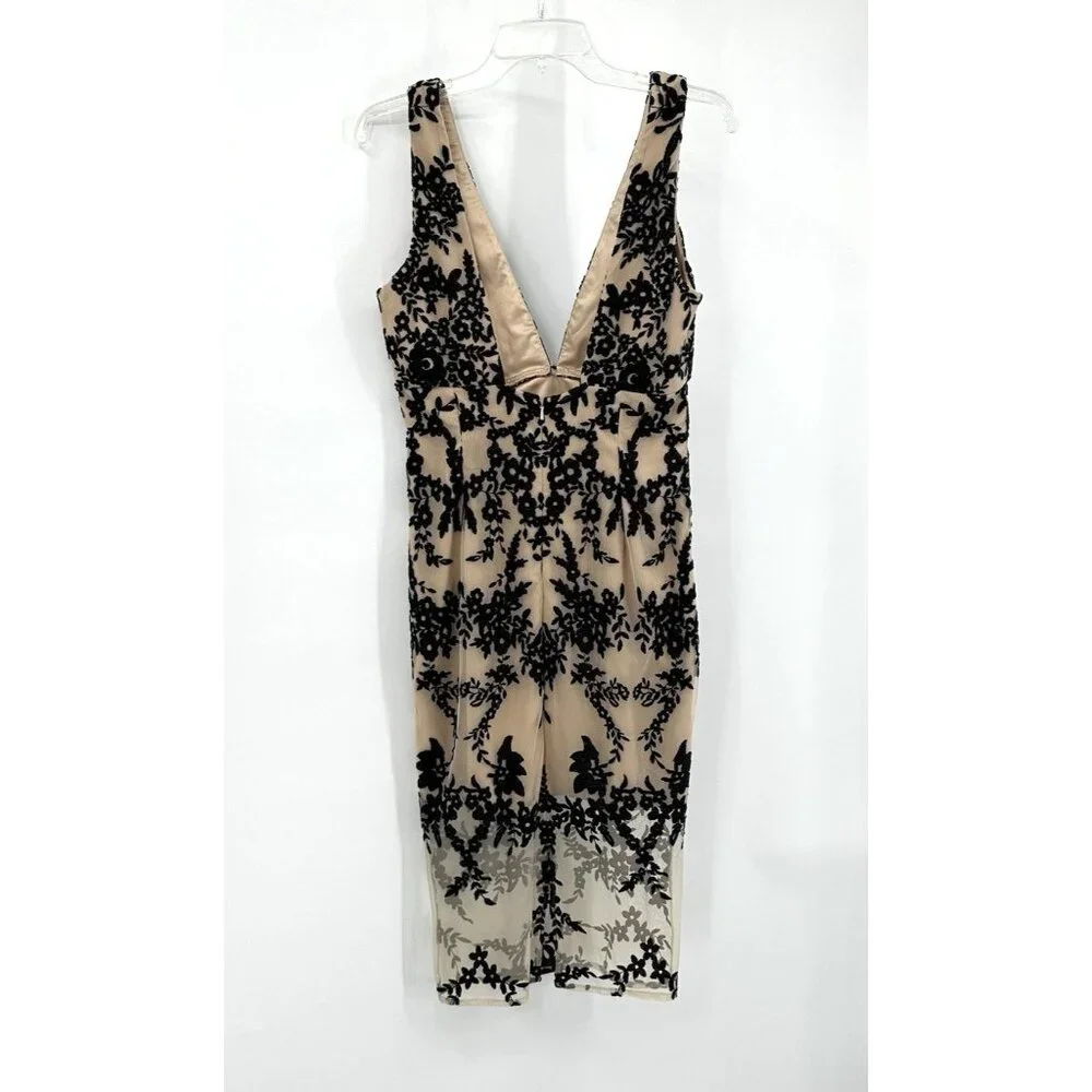 BARDOT dress sheer lace floral pencil wiggle party cocktail nude black SMALL - Picture 7 of 12